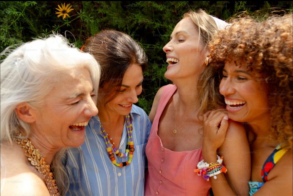 Women laughing together outdoors